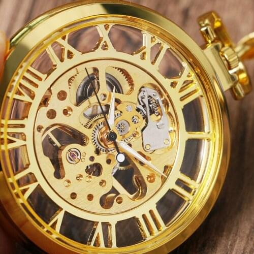 Noble Mechanical Pocket Watch Antique Bronze Analog Transparent Design Hand Winding Classic Elegant Pendant Gifts for Women Men