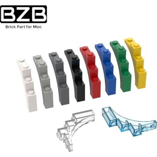 BZB MOC 10pcs 6768 2339 14395 1X5X4 Arc Brick Building Blocks Parts Technical Brick Children Brain Games DIY Kids Toys Gift