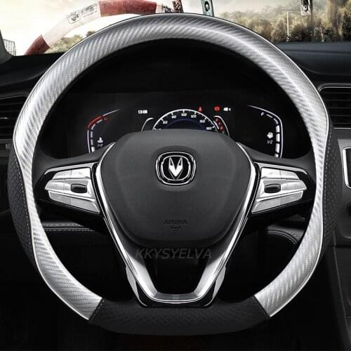 For Changan CS95 CS85 CS75 CS55 CS35 CS15 EADO CX70 Car Steering Wheel Cover Microfiber Leather + Carbon Fiber Auto Accessories