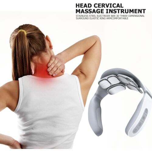 Smart Six-Head Magnetic Pulse Heated Electric Shoulder Neck Massager Fatigue Pain Relief Cervical Massage With Remote Control