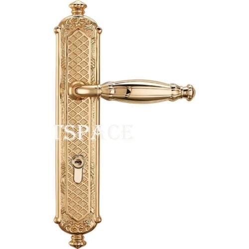 European gate lock Guard against theft handle lock High-top Villa Double open bronze door lock Exquisite carved wooden door lock