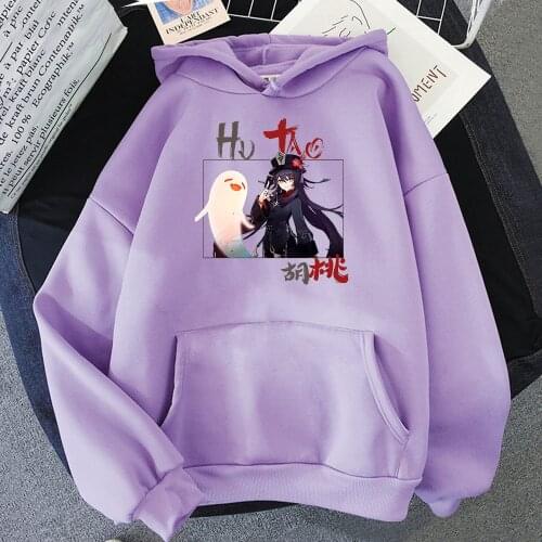 Genshin Impact Hu Tao Hoodies Funny Kawaiii Cartoon Graphic Pullover Hoody Tops Harajuku Korean Winter Hooded Sweatshirts Women
