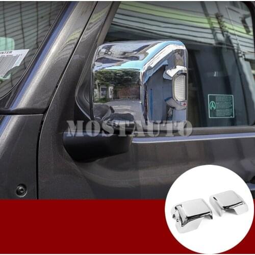 For Jeep Wrangler JL ABS Chrome Rearview Mirror Frame Trim Cover 2018-2019 2pcs Silver/Black Car Accessories Interior Car Decor