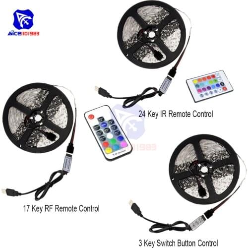 24 Key IR Remote 17 Key RF Remote 3 Key Button Control for SMD 5050 RGB LED Strip Non-Waterproof 5V 5M 300 LEDs Strip Light