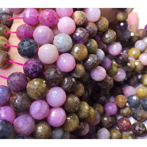 Loose beads ruby/sapphire round faceted gemstone 9-10mm 14inch for DIY jewelry making FPPJ wholesale nature
