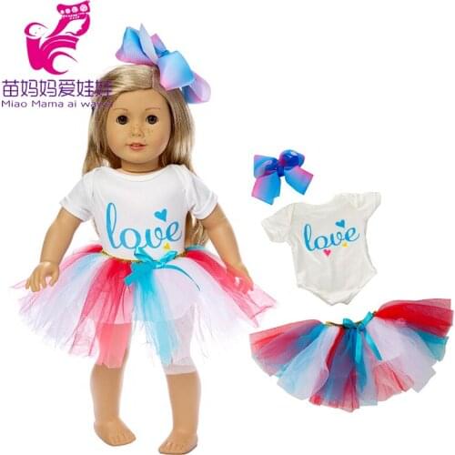 Doll dress hat for 43cm Baby Doll cotton pink dots dress with underwear with hat 18" girls boy doll outfits skirt