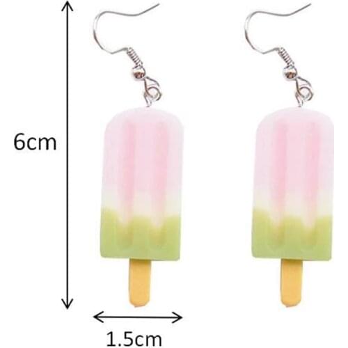 Summer Refreshing Color Lollipop Simple Fresh Earrings Fashion Creative Emulational Ice Cream Funny Eardrop Sweet Cute Jewelry