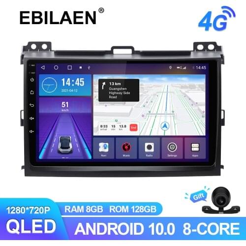 Android 10.0 Multimedia Car Radio Player For Toyota Land Cruiser Prado 120 2004-2009 GPS Navigation 6G 128G Wireless Carplay 4G