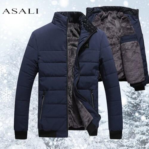 Mens Winter Jacket New Plus Cashmere Blouson Homme Male Stand Collar Business Coat Keep Warm Thick Splice Cotton clothing