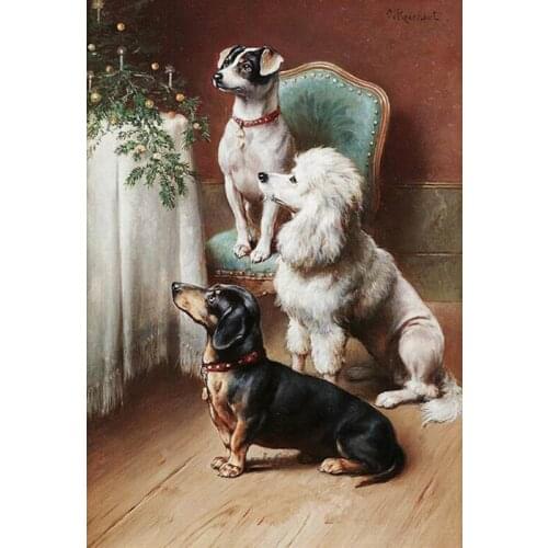 Animals-three cute dogs Embroidery Needlework Crafts14CT Counted Unprinted Aida DIY Cross Stitch Kits Handmade Arts Wall Decor