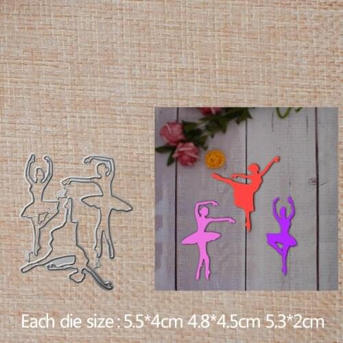 Metal Cutting Dies 3 pcs Ballet Dancer DIY Scrapbook Album Photo Cards Decoration Embossing Stencils