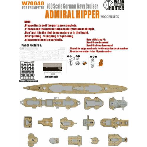 Hunter W70040 1/700 German Navy Cruiser ADMIRAL HIPPER Wooden Deck For TRUMPETER