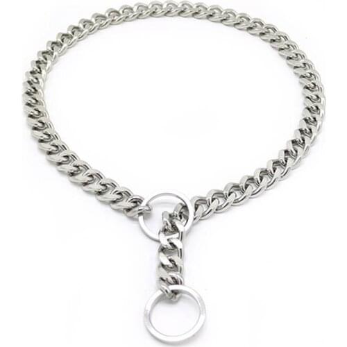 Dog Choke Collar Chain Slip Martingale P Chain Heavy Duty Stainless Steel Curb Chain Best for Small Medium Large Dogs 35-65cm