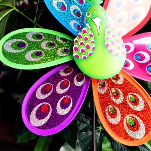 Peacock Colorful 3D Lovely Kids Toy Wind Spinner Windmill Toys For Yard Outdoor XXFE