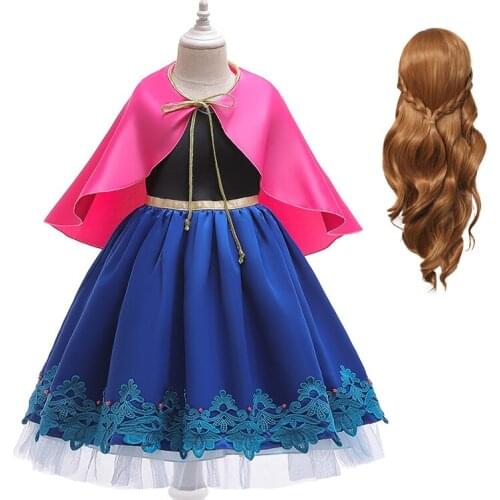 VOGUEON Anna Princess Dress Girls Snow Queen Cosplay Costume Kids For Halloween Birthday Party Anna Dresses Girl Clothing Infant