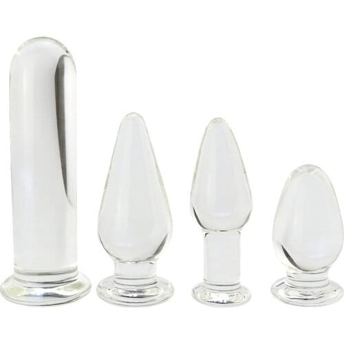 Clear Crystal Glass Dildos Butt Plug Masturbator Realistic Dildo Penis Huge G-spot Anal Butt Plug Adult Sex Toys for Women men