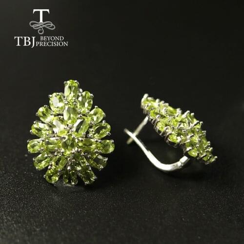Big size 10ct natural Peridot earring luxury party jewelry 925 sterling silver women jewelry for wife mom best gift from tbj