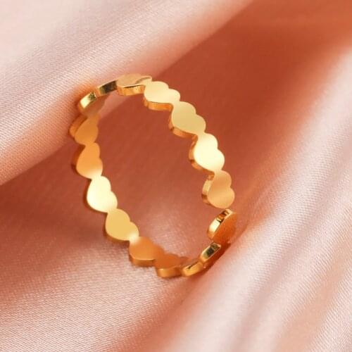 Skyrim Summer Minimalist Herat Open Ring for Women Stainless Steel Simple Lovely Finger Ring 2021 Trendy Jewelry Friend Gift