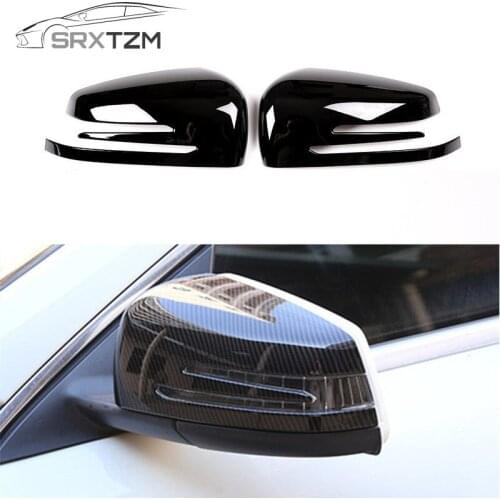 SRXTZM Car Rearview Mirror Cover Trim 2pcs Carbon Fiber Style For Mercedes Benz C E S A B class W204 W212 GLA GLK CLA CLS ABS