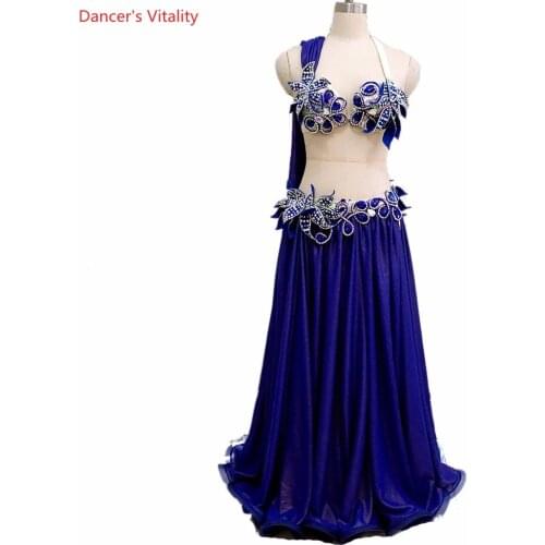 Dancers Vitality belly dance clothes advanced diamond bra and skirt 2pcs belly dance competition sets costume customized