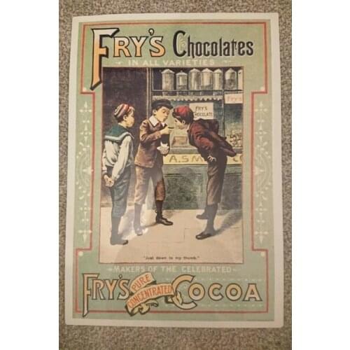 Vintage Retro Style Metal 20X30 Tin Sign Poster Large Frys Chocolate Cocoa Wall Home