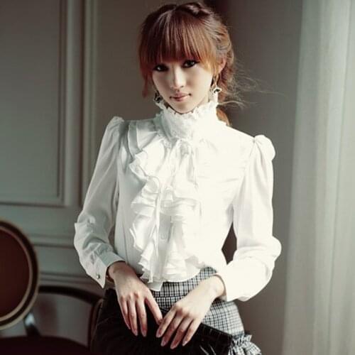 Big Size 5XL Quality Spring Autumn Women Blouse Ladies White Office Work Wear Fashion Elegant Ruffles Long Sleeve Bodysuit Shirt