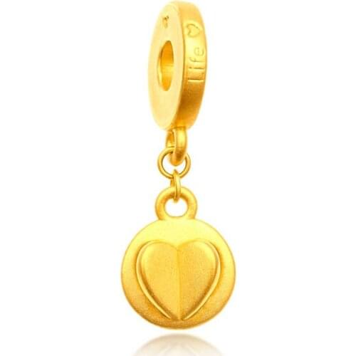Hot sale 24K Yellow Gold Bracelet Women 3D 999 Gold Heart Bracelet