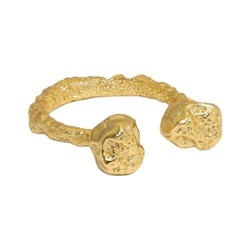 SHANICE 925 Sterling Silver Open Ring Design Double Bone Texture Gift For Womens Gold Rings Party 2021 Trend Fine Jewellery