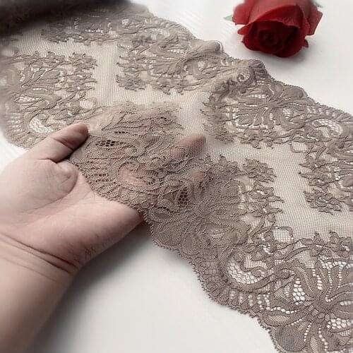 1M/lot 22cm wide Light Coffee good quality stretch lace Ladies skirt wrapped chest underwear trim accessories decoration X739
