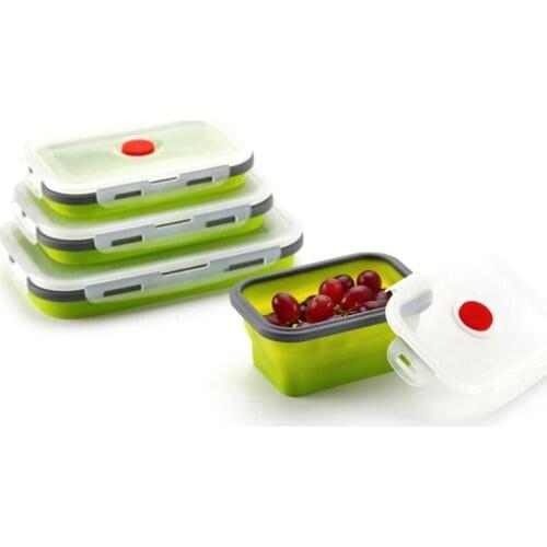 3pcs Set Silicone Collapsible Lunch Box Food Storage Container Bento BPA Free Microwavable Portable Picnic Camping Outdoor Box