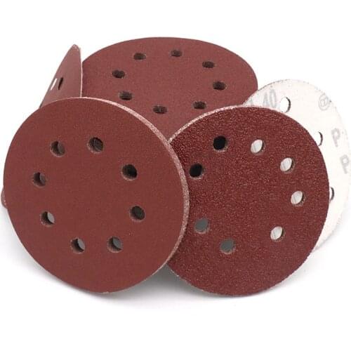 5 "125mm 8 Holes Sanding Discs 40 60 80 100 120 150 180 240 320 400 600 800 1000 1200 1500 2000 Grit Hook & Loop Sandpaper