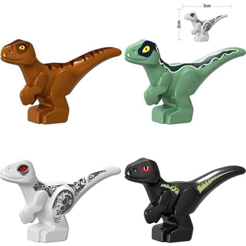 6Pcs Colours Mini Dinosaur Baby Jurassic Park World Owens Velociraptor Blue Raptor Model Figure Blocks Bricks Toys For Children