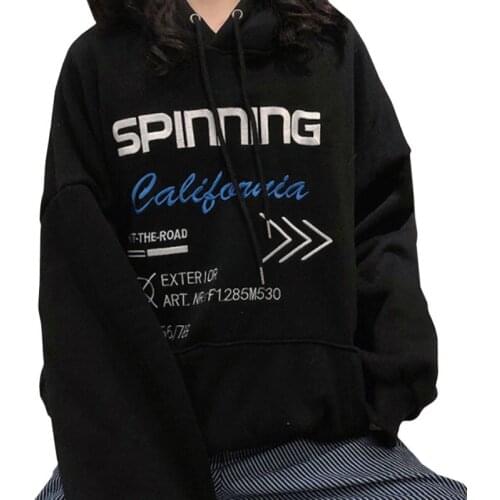 Plus Velvet Lady Clothes Winter Fashion Women Hoodie Sweatshirt Embroidered Letters Spinning Harajuku Fashion Pullover Female