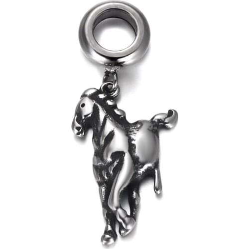 316L Stainless Steel Spacer Bail Bead Horse Charms 5mm Hole Polished Metal Charm Accessories DIY Bracelet Jewelry Making