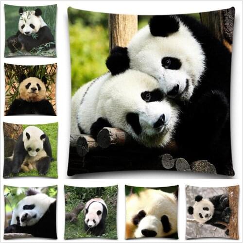 Panda cotton polyester decorative cushion cover Sofa Throw Pillow Case Chair Car 5 size