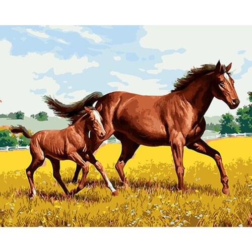 DIY Digital Painting By Numbers horse oil painting mural Kits Coloring Wall Art Picture Gift frameless