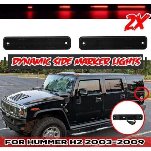 For Hummer H2 2003-2009 Smoke Dynamic Rear Red LED Side Marker Lights Turn Signal Lamp