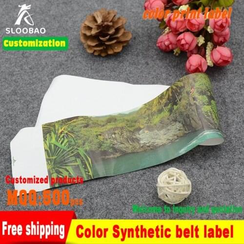 Satin with gradient color printing complex patterns, clear strong fastness Color Synthetic belt label