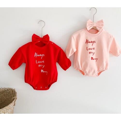FOCUSNORM 2pcs Lovely Baby Girls Boys Autumn Jumpsuits Letter Printed Long Sleeve Button Romper Headband 0-24M