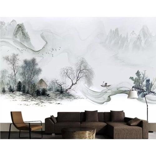 Beibehang Custom Photo Wallpaper Mural Simple New Chinese Style Chinese Ink Dream Landscape Sofa Background Wall papel de parede