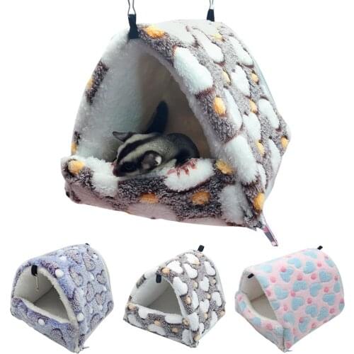 Samll Pet Hammock Pet Bed Plush Soft Winter Warm Hanging Nest Sleeping Bed Small Pets Hamster Squirrel Chinchilla House Hammock