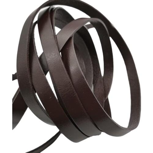 5 Yards Brown Genuine Leather Band Leather Strip 10mm Flat 2mm Thick Cow Hide Jewelry Making Bracelet Cord