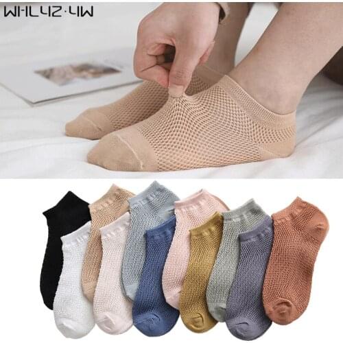 Summer Ankle Boat Socks Woman Girl Hollow Out Mesh Breathable Deodorant,Invisible Thin Solid Harajuku No Show Socks Novelty