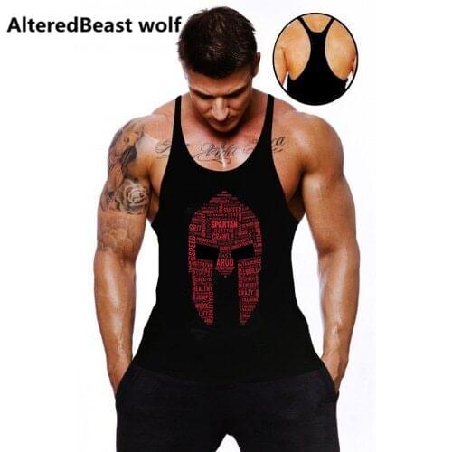 2021 Men Tank Tops Spartan Print Fitness Tank Top Men Brand tops Sleeveless Bodybuilding Shirt workout stringer mens clothing