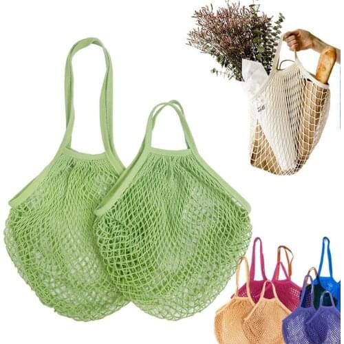 20 Colors Reusable Shopping Bags Portable Net Bag Fruit Vegetable Storage Eco-friendly Cotton foldable Mesh Bag for Shopping