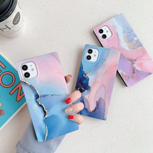 Fashion Square marbled Phone Case For iPhone12 Mini 11 Pro Max XR XS Max X 7 8 Plus 11Pro SE 2020 matte Shockproof Soft Cover
