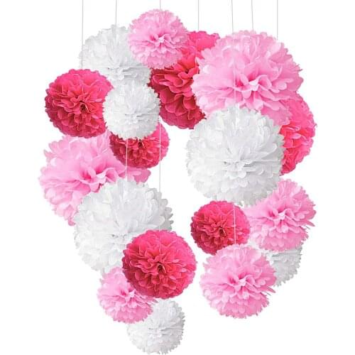 Paper Flower Ball 18 Piece Combination Set Birthday Party Wedding Decoration Paper Velvet Flower Ball Drawing Home Decoration