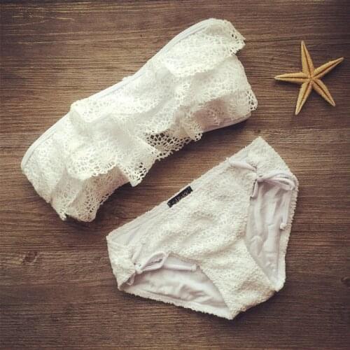 2020 New Swimwear Women Brazilian Bikini Lace Bathing Suit Bandage Swimsuit Padded Swimwear Bikini Women Lace Lotus Swimwear