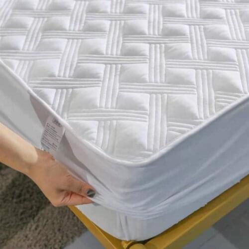 Solid Color 100% Cotton Quilted Mattress Cover Single Twin Customized Anti-mite Mattress Protector Cover Not Included Pillowcase