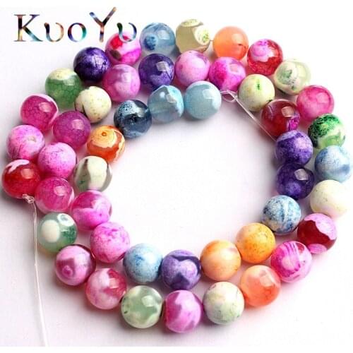 Natural Stone Multicolor Fire Dragon Agates Beads Round Loose Bead For Jewelry Making DIY Bracelet Necklace 15'Strand 6/8/10mm